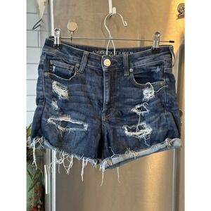 American Eagle Micro Mini Shortie Sz4 Distressed Rodeo Festival Concert Boating